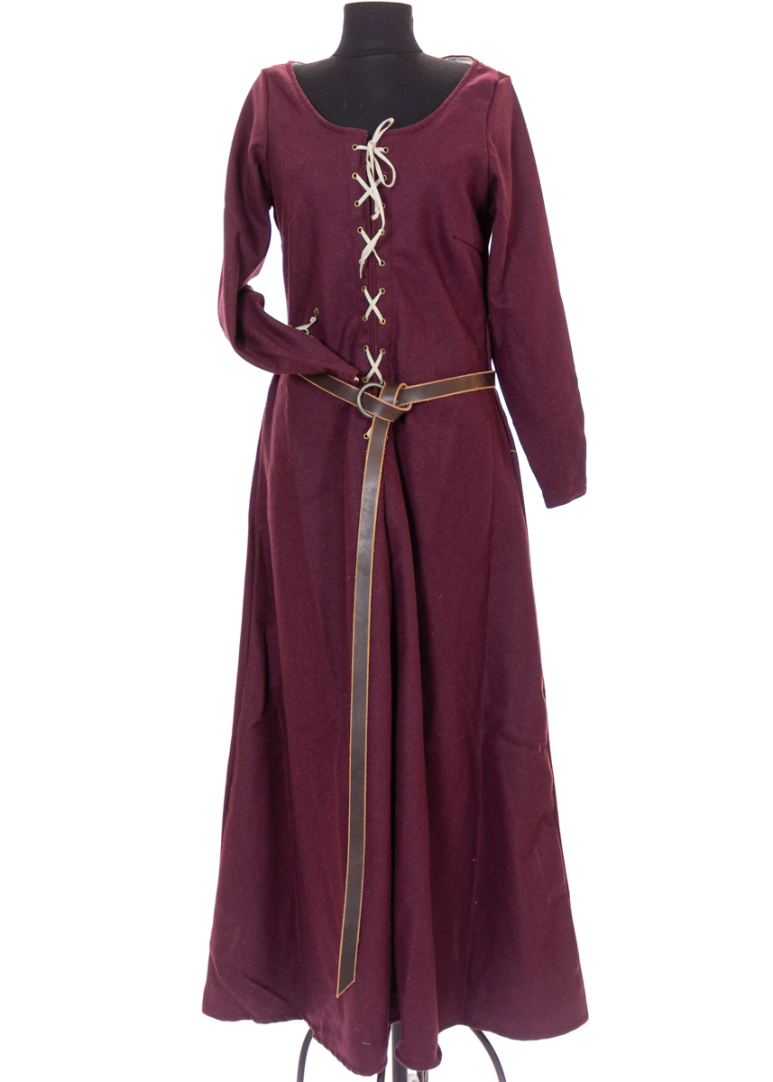 Woolen Dress "Sophie" in burgundy twill