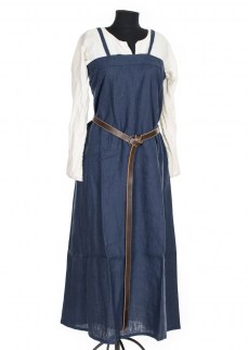 Viking Apron dress in dark blue linen
