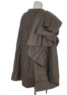Half circular cloak in dark brown wool