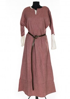 Medieval dress "Lovis" in red/ nature harringbone twill wool