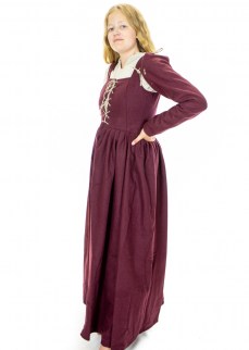 Woolen sleeves for 15th Century dress in burgundy twill