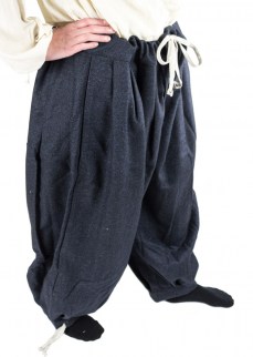 Viking puff pants in blue/black diamond twill wool