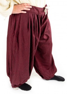 Viking puff pants in red/black diamond twill wool